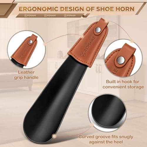 ZOMAKE Metal Shoe Horn, Small Shoehorn for Men Women Kids (1pc 19cm) — view 5