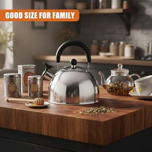 GEEZY 2.5L Stainless Steel Whistling Kettle for Gas Hob & Electric Stove Top - Lightweight Camping Tea Pot with Folding Handle - Portable Metal Water Boiler for Home Kitchen, Camping & Fishing — view 5