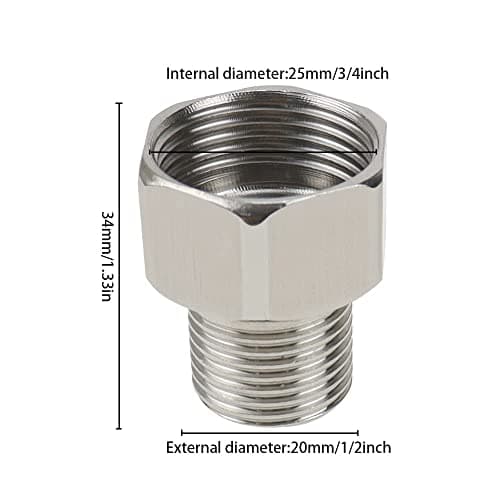 JPGhaha G3/4 inch to G1/2 inch Faucet Adaptor UK 2PCS Compression Adaptors Connectors Pipe Connection Reduction Fittings European Tap Adaptor with 4 Washers Stainless Steel Silver — view 2