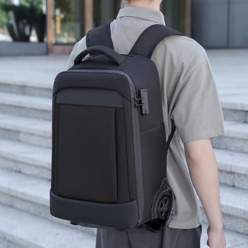 Haofy Travel Backpack, Backpacks Backpack Quiet Large Capacity Fashion Travel Business Laptop Fits for Work Business Weekender College Black 20.5x13.0x8.7in Vacuum Rolling Laptop Nan (Black) — view 5