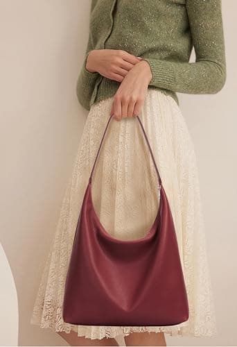 KALIDI Vegan Leather Tote Bag Women Hobo Zipper Shoulder Handbag Slouchy — view 3