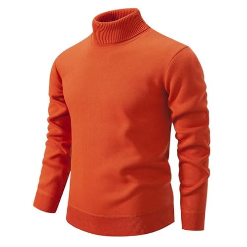 Mens Sweaters Uk Pullover Long Sleeve Knitted Turtleneck Slim Fit Jumper
