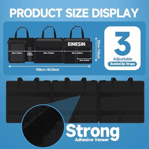 Einesin Car Boot Organiser, Seat Back Hanging Organisers with Built-in Cooler - Detachable Storage Modules with Zippers, Car Trunk Tidy Organiser Bag for SUVs, Vans — view 5