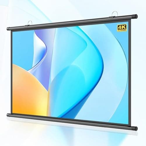 QTWLG 30" 40" 50" 60" 72" Projector Screen HD 4K Manual Pull Down Projection Screen For Home Theater Indoor Outdoor Camping Movie Screen, 4:3 16:9 Format, Anti-Crease(50 Inch (4:3))