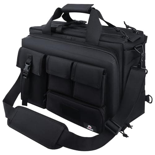 GES 17.3 inch Laptop Bag, Multi-funtion Men's Outdoor Tactical Nylon Shoulder Laptop Messenger Bag,Briefcase Handbags for Camera/Tablet/Notebook (Black-17.3")