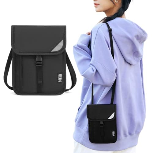 PLCPDM RFIDS Travel Neck Wallet with Passports Holder, Purple — view 2