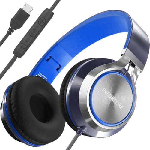 INFURTURE USB C Headphones Wired Over Ear with Mic for School and Classroom