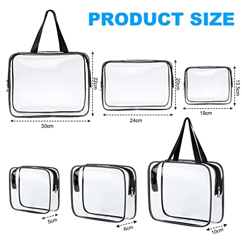 Aucuu Clear Toiletries Bag, 3 Pack PVC Waterproof Toiletries Carry Pouch, TSA Approved Travel Toiletry Bag with Zipper, Multi-Size Cosmetic Makeup Bags for Men, Women and Kids - Travel Business — view 2