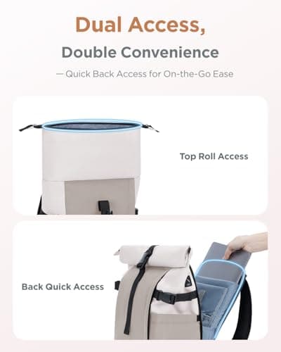 ECOHUB Women's Laptop Backpack, Rolltop Fashion Color Block Rucksack — view 5
