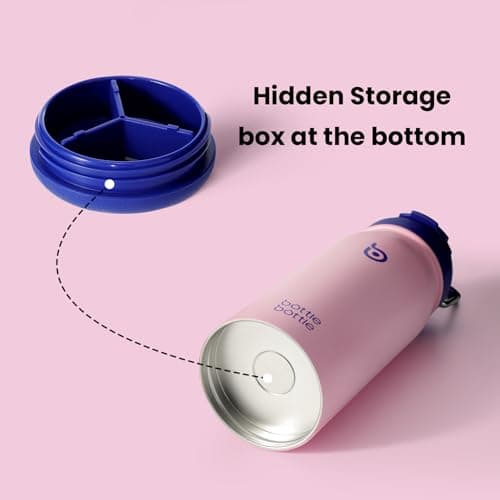 BOTTLE BOTTLE 16oz(470ml) Stainless Steel Kids Insulated Sports Water Bottle with Straw and Pill Holder for Gifts and School (Bubble Candy) — view 2