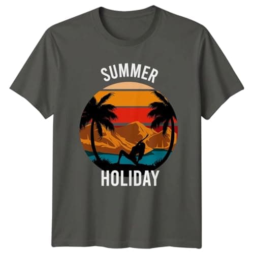 Summer Holiday Womens T-Shirt Beach Tropical Yoga Sunset Travel Birthday Gift for Her 2XL Light Graphite