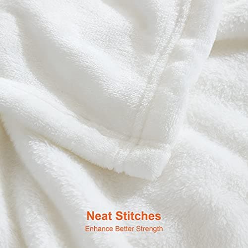 EHEYCIGA Single Fleece Throw Blanket for Sofa 130x165cm, White — view 2
