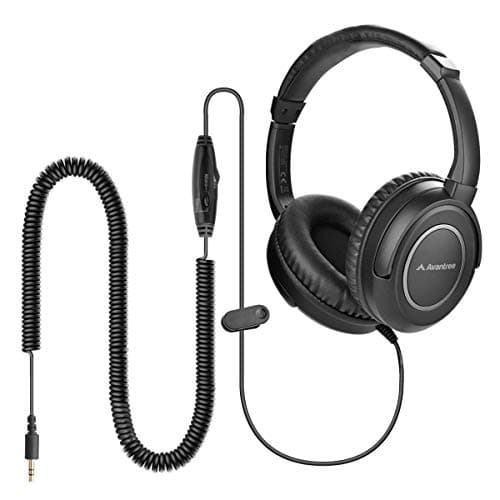 Avantree HF039 - Long Coiled Cord Headphones for TV