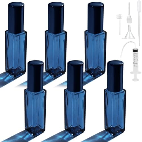 Bohoray 6PCS Perfume Atomiser Refillable, 8ml Clear Glass Perfume Travel Bottle with 5 Distribution Accessories, Travel Perfume Atomiser Refillable for Purse Handbag Pocket Luggage(Navy Blue)