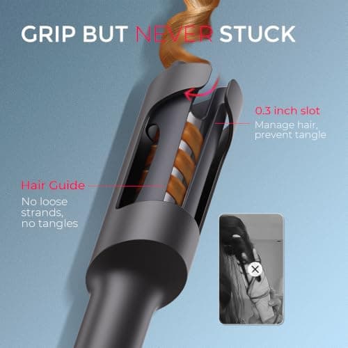 TYMO Hair Curler Automatic Rotating - CURLPRO, Curling Wand, Gray 1.25 inch — view 4