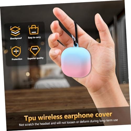 WATIIFUFU Protective Earphone Case for Wireless Earbuds Live, Gradient Hard Shell Cover, Anti-lost Earbud Sleeve with Matte Pink-teal Finish, Sturdy Plastic Headphone Storage for Travel — view 2