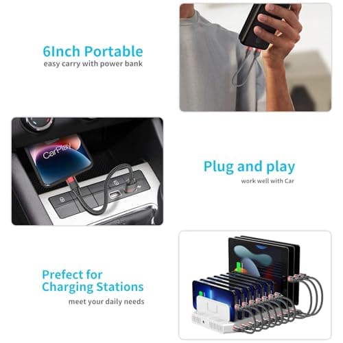 2Pack Short USB C Charger Cable 20cm/0.2M USB to USB C Cable Type C Apple Car Play Fast Charging Cord Braided USB A to USB C for iPhone 17 16 15 Pro, Samsung Galaxy S26 S25 S24 Pixel 9 8, Switch, PS5 — view 6