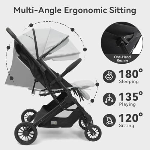 SOLIDEE Baby Stroller Pushchair, Compact Travel Pram with Adjustable Seat — view 3