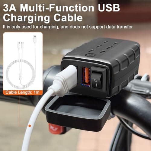 Hoembpn Motorcycle USB Charger Waterproof Fast Charging with Switch — view 5