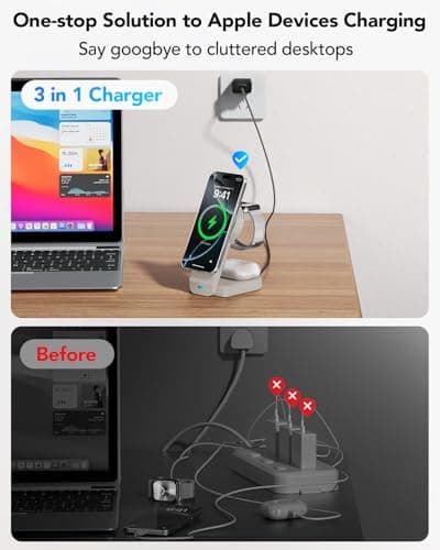3 in 1 Magnetic foldable Charger,Travel Wireless Charging Station for Apple — view 3