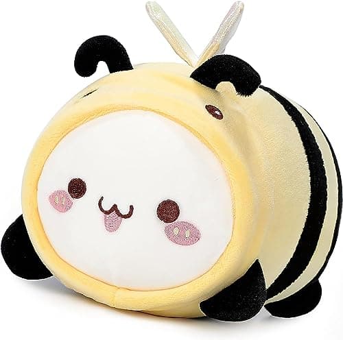 JOYRAVO 2-in-1 Kids Travel Pillow - Soft and Adorable Animals Plush That Converts into a U-Shaped Neck Pillow for Comfort During Airplane, Train, Bus Trip - Yellow Bee