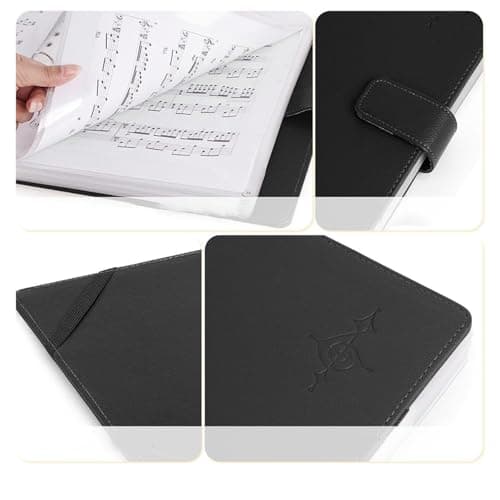 Storage Bags Music File Folder A4,Premium PU Leather Music Score Folder 30 Pockets/60 Pages Music File Folder Music Sheet Folder Clef Paper Storage Documents Bag — view 5