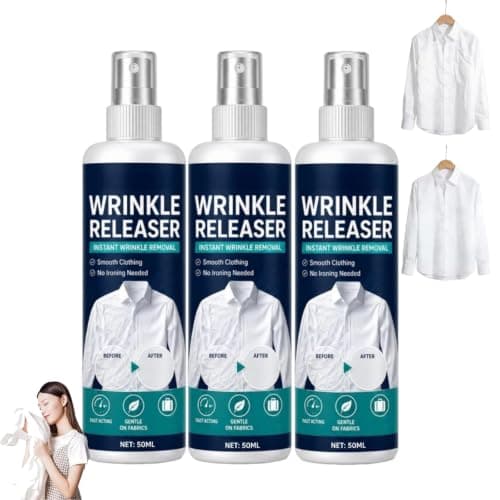 Instant Wrinkle Releaser Spray, Clothing Crease Release Spray, No IronSpray, Fabric Refresher Sprays, Smooths Creases in Seconds, Odor Eliminator, Ironing Aid and Anti Static Spray, Fresh Scent (3PC)