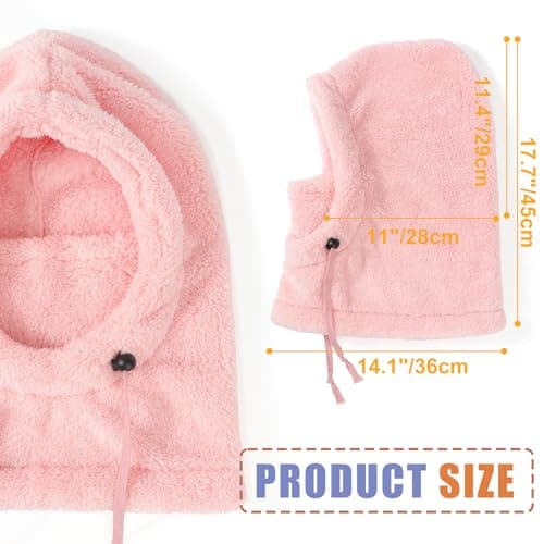 DRESHOW Winter Thermal Fleece Balaclava for Women and Men Windproof Ski Mask Face Cover Neck Warmer Hooded Scarf Cold Weather Beanie Hat with Adjustable Drawstring — view 5