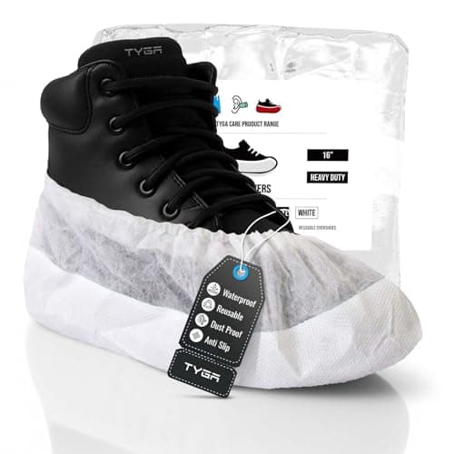 TYGA 40 Pieces Waterproof Reusable Shoe Covers - White