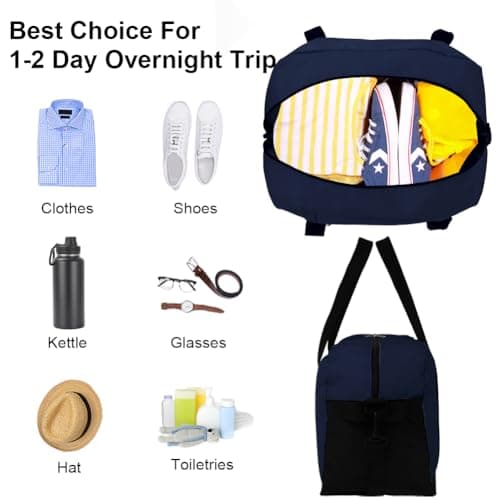 Flintronic Small Gym Bag, 14 inch Carry On Mini Duffel Bag with 2 Drawstring Bags, Lightweight Overnight Bag Portable Travel Bag for Sports, Gym (Blue) — view 5