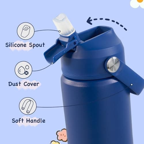 Fijinhom Kids Water Bottle, 360ml/12oz, Stainless Steel Insulated Water Bottle with Straw, Vacuum Leakproof, Kids Water Bottles for School Boys Girls, Keep Drinks Hot Cold,BPA Free,Blue — view 3