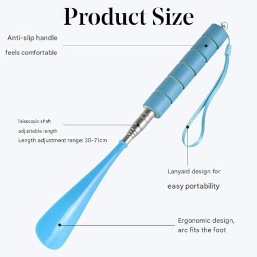 2 Pack Telescopic Shoe Horn Long Handled, 12-28 Inch Stainless Steel Metal Shoehorn, Adjustable Length Shoe Horn for Seniors, Pregnant Women, Men, Women & Kids, Portable for Travel & Boots — view 2