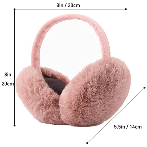 SEDEX Ear Muffs Women Girls Skiing Accessories Fluffy Foldable Adults Earmuffs Thermal Ear Warmer Protection from Wind Ladies Gift for Winter, Pink — view 3