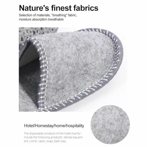 6 Pair Guest House Slippers Set, Felt Slippers in 3 Sizes & Storage Bag, Anti-Slip & Washable, Perfect for Family Travel — view 5