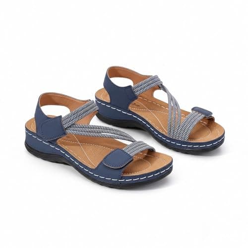 Womens Orthopedic Walking Sandals, Comfortable Lightweight Arch Support Sport Casual Sandals Cross Strap Adjustable Slides for Outdoor Beach Travel Summer Size 6.5 — view 6