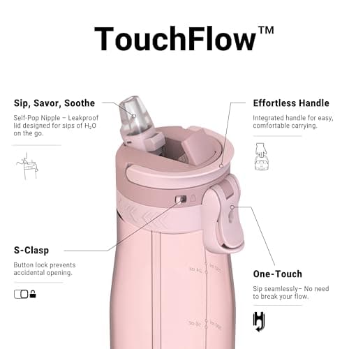 Sparrow Water Bottle 1L - One-Tap TouchFlow Water Bottles with Straw - Non-Toxic - BPA Free Tritan Bottles - Leak Proof & Sustainable Drinks Bottle for Sports, Outdoors — view 2
