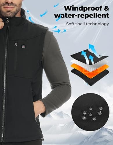 KEMIMOTO Men's Heated Gilet, 10000mAh Battery, App-Controlled Vest — view 6