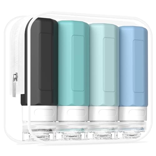 Redfly 4 Pack Silicone Travel Bottles for Toiletries, Gray, 100ml