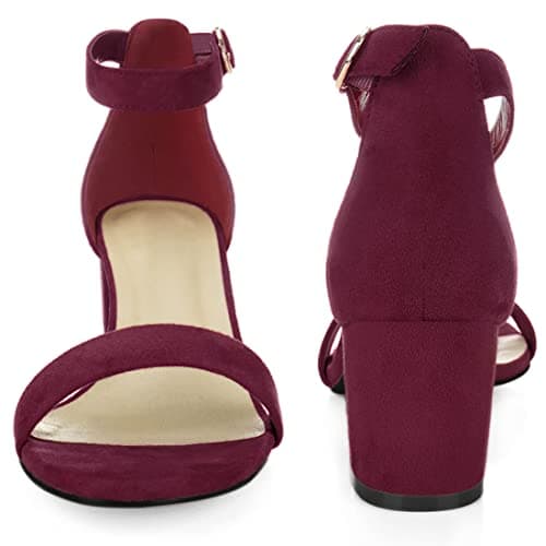 Perphy Women Ankle Strap Open Toe Chunky Heels Sandals with Buckle Closure — view 3