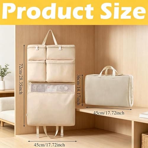 Hanging Organiser with Large Packing Cubes, Wardrobe Storage Organiser for Luggage Bags and Travel Organisation, Seven-in-One Storage Solution with Multiple Compartments and Durable Construction — view 2