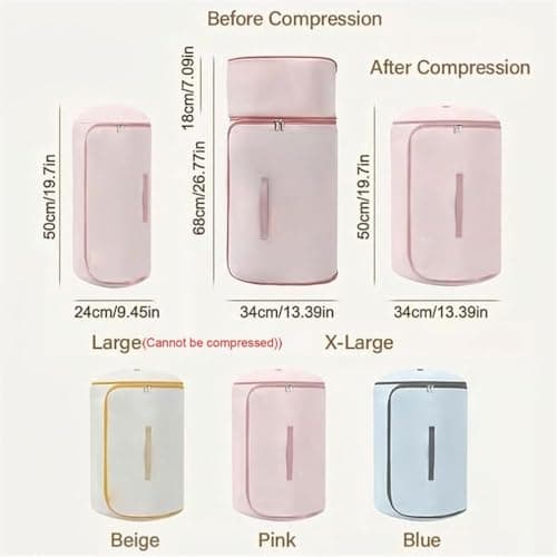 Ultra Space Saving Roll up Self Compression Organizer, Space-Saving Compression Storage Bags, Large Compression Packing Bag, Reusable Compression Storage Bag for Bedding Blanket Duvet (Blue, XL) — view 3