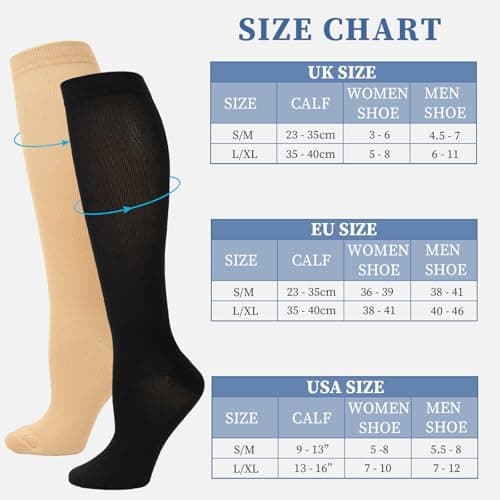 2 Pairs Compression Socks for Women Men, Flight Compression Stocking Socks — view 2