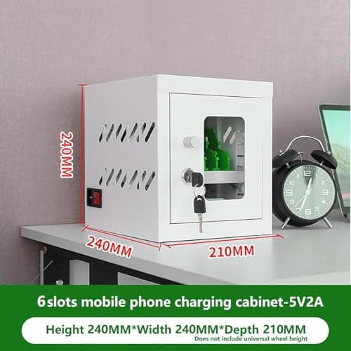 12-Port Mobile Phone Charging Locker with Wheels & Combination Lock - Rechargeable Cell Phone Charging Station for School Church Airport - Secure 60-Ports Storage Solution — view 2