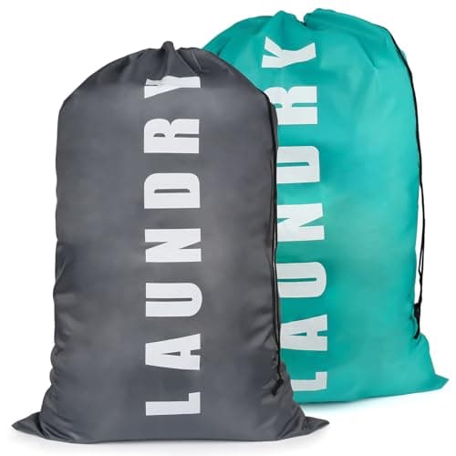2 PCS Travel Laundry Bags, 24" x 36" Portable Large Laundry Bag (Blue,Grey)