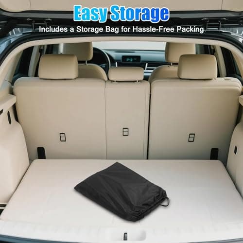 WODHMIEY Car Backseat Extension, Foldable Flannel Mattress Extension with Storage Pockets, Portable Camping and Sleeping Panel, Easy to Install, Adjustable Fit for SUVs, MPVs &Compact Vehicles Black — view 6