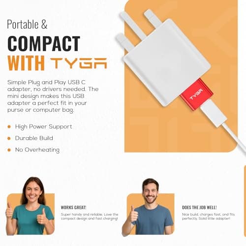 TYGA USB C to USB A Adaptor 2.0 - USB C Female to USB A Male Connector for Charging & Data Transfer, Plug-and-Play, Durable Aluminum Housing, Portable Converter for Android & IOS Devices - 3 Gold — view 4