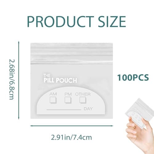 Pill Pouch Bags（Pack of 100） 3"X 2.6" 3Mil Plastic Pill Organizer Bags — view 2