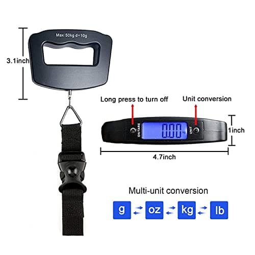 Hypercube Luggage Scale Portable Digital Weight Scale for Travel Suitcase Weigher with Tare Function 110 Lb/ 50Kg Capacity Black — view 4