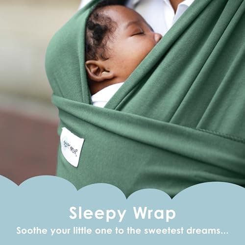 Sleepy Wrap Baby Carrier 3-16 kg, Stretchy Wrap Infant Sling, Sage Green — view 2