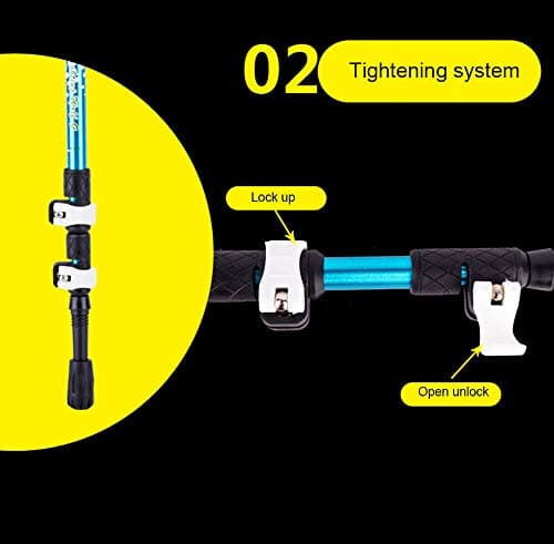 Nordic Walking Trekking Poles 2 Pack With 7075 Aluminum Alloy Lock Ultra Light Ultra Short Shock Absorber EVA Handle For Hiking, Camping, Mountaining, Walking, yellow — view 5